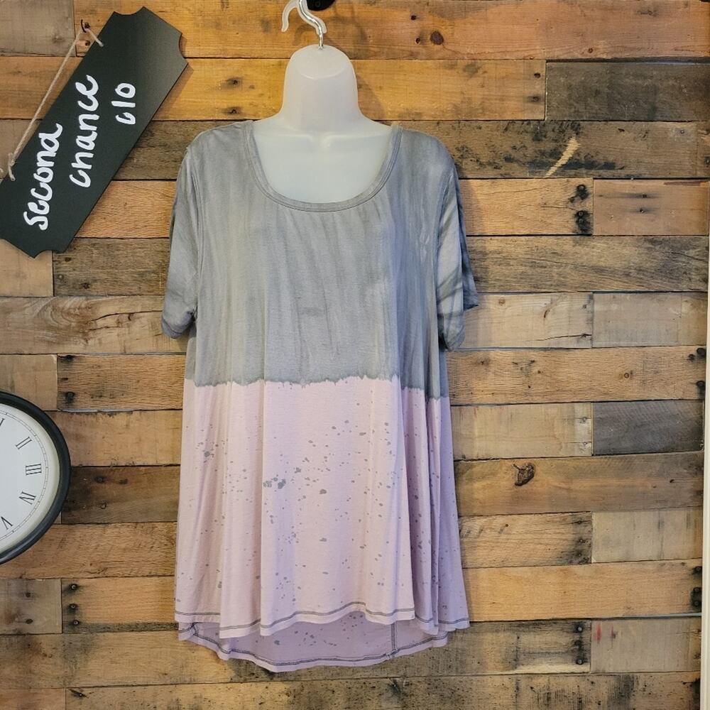 Entro women's medium gray and pink oversized short sleeve tunic top size S